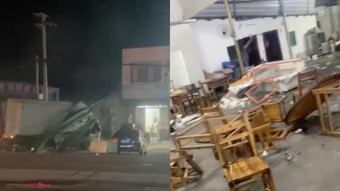 穿山镇发生货车撞人